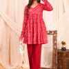 women's floral print full sleeves anarkali pure cotton kurtis
