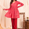 women's floral print full sleeves anarkali pure cotton kurtis