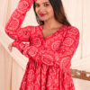 women's floral print full sleeves anarkali pure cotton kurtis