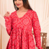 women's floral print full sleeves anarkali pure cotton kurtis