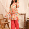 women's floral print full sleeves anarkali pure cotton kurtis
