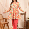 women's floral print full sleeves anarkali pure cotton kurtis