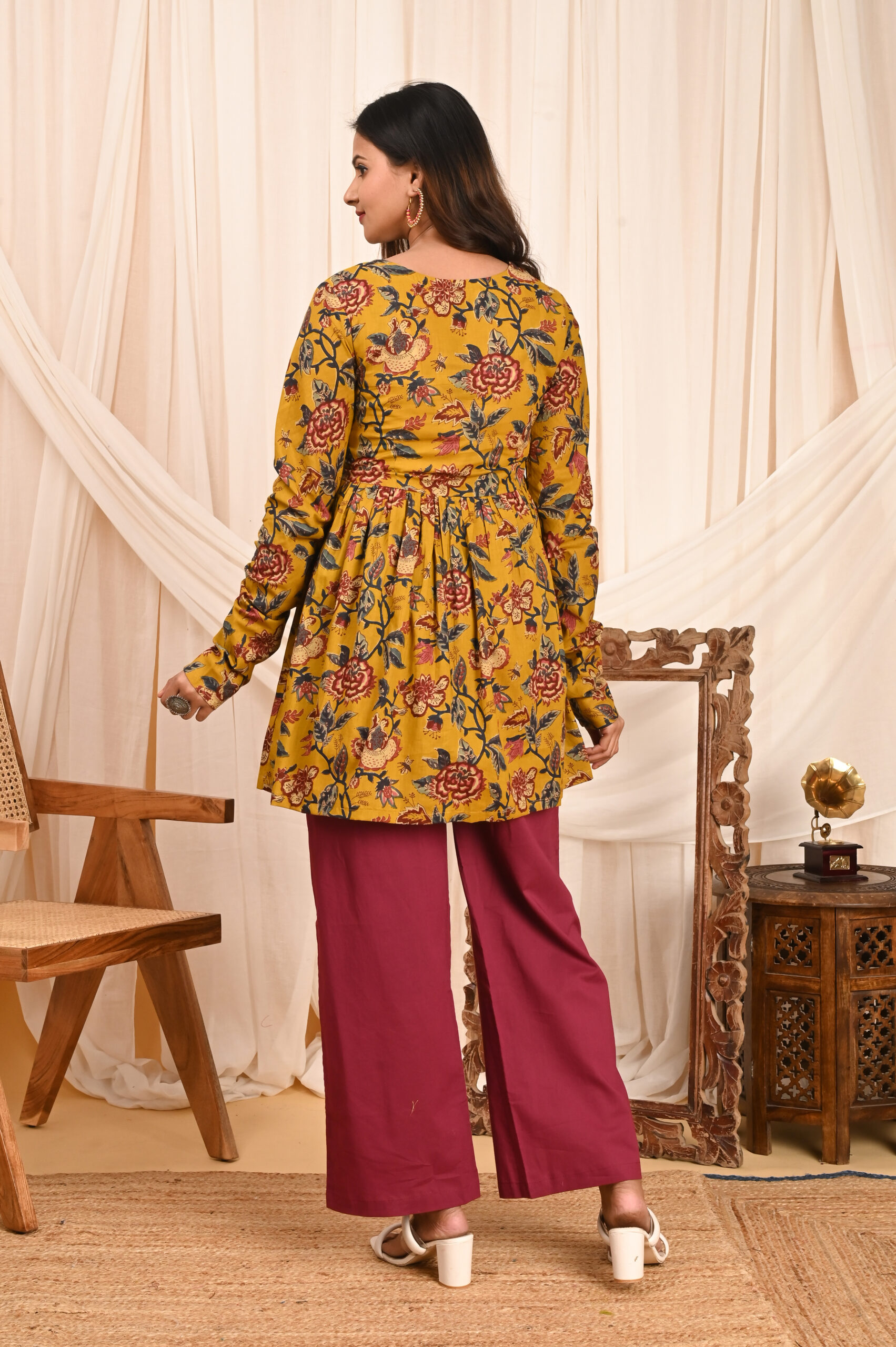 women's floral print full sleeves anarkali pure cotton kurtis women's floral print full sleeves anarkali pure cotton kurtis