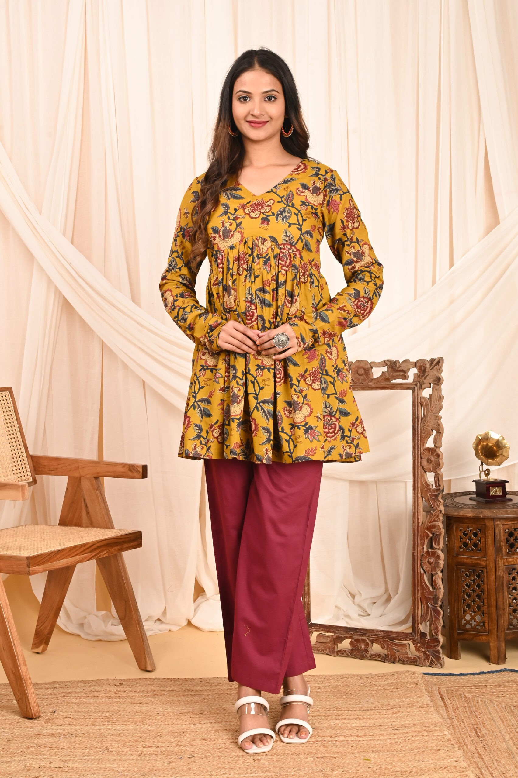women's floral print full sleeves anarkali pure cotton kurtis women's floral print full sleeves anarkali pure cotton kurtis