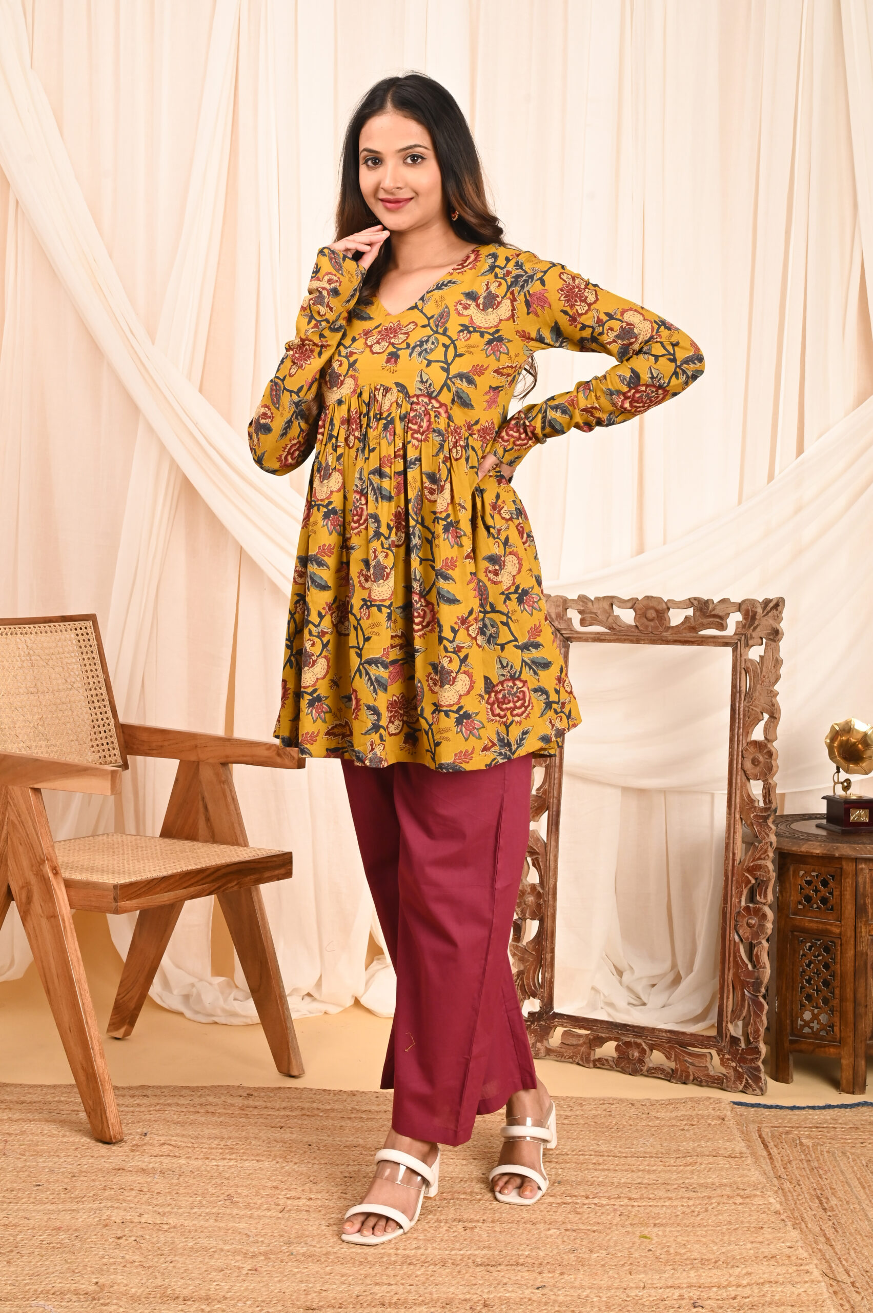 women's floral print full sleeves anarkali pure cotton kurtis women's floral print full sleeves anarkali pure cotton kurtis