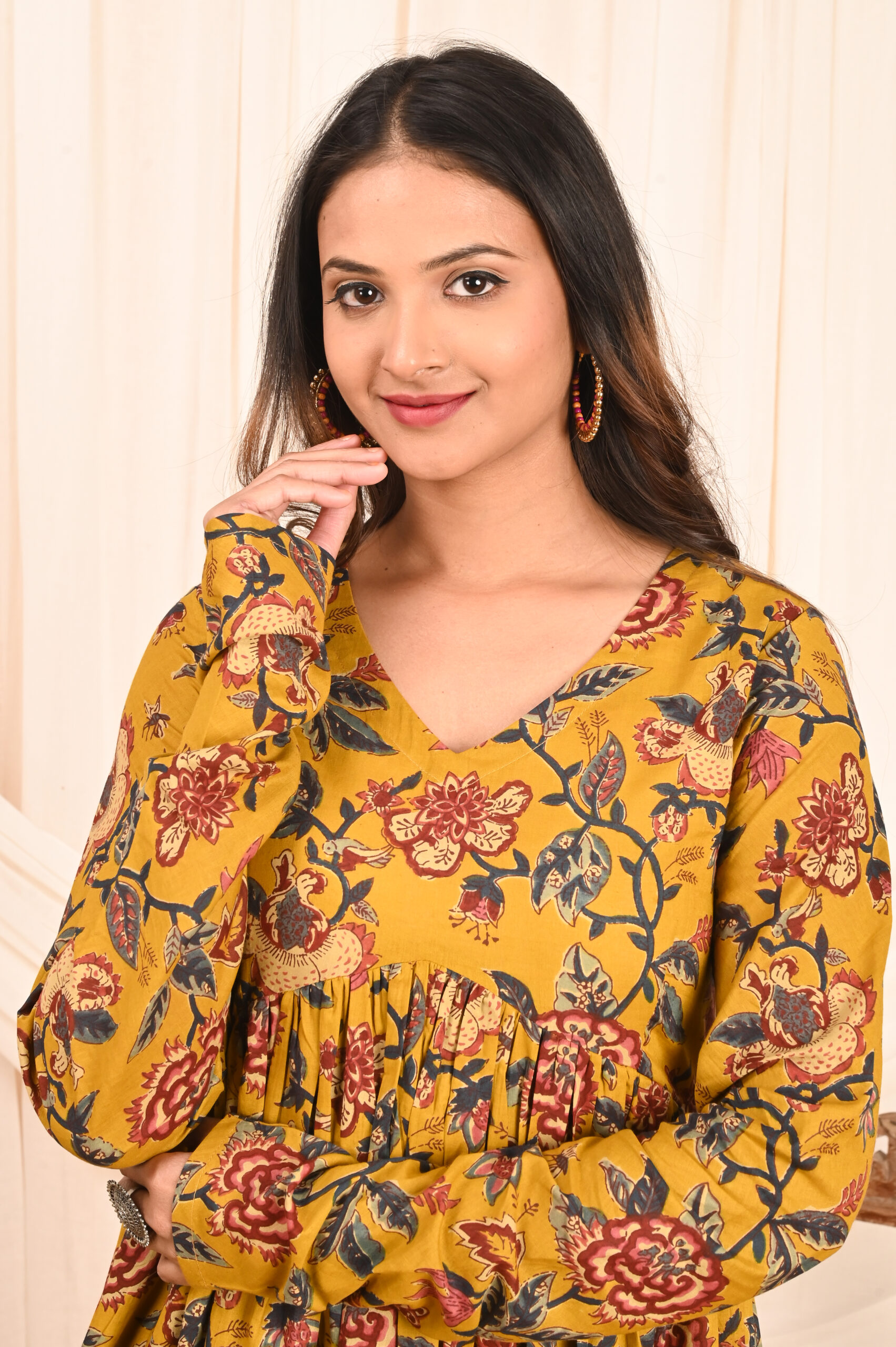 women's floral print full sleeves anarkali pure cotton kurtis women's floral print full sleeves anarkali pure cotton kurtis