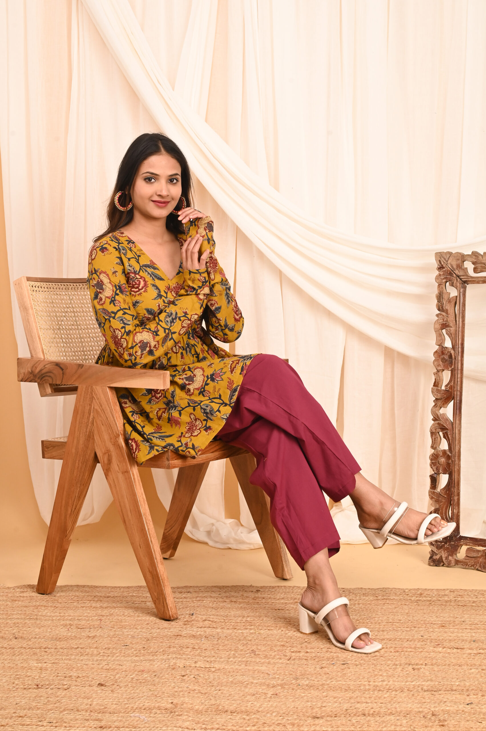 women's floral print full sleeves anarkali pure cotton kurtis women's floral print full sleeves anarkali pure cotton kurtis