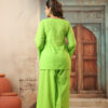 women's cotton sleeveless kurti and farshi salwar set, green, ethnic wear, casual and festive