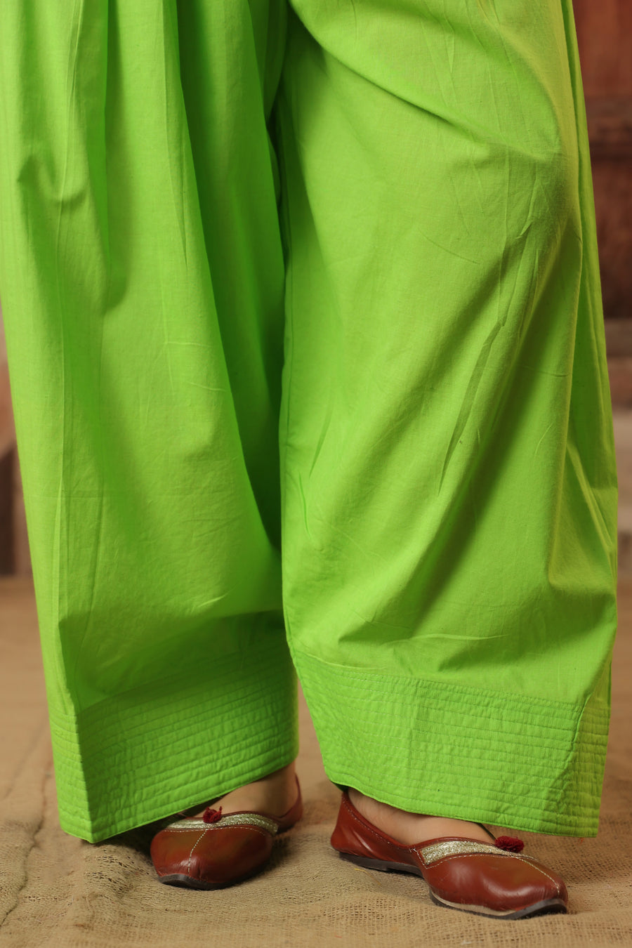 women's cotton sleeveless kurti and farshi salwar set, green, ethnic wear, casual and festive