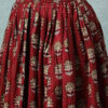 women's floral print maxi skirt, maroon red, 100% pure cotton, elastic waist, full length, breathable fabric