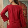 women's cotton bell sleeves kurti and farshi salwar set, red, ethnic wear, casual and festive