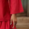 women's cotton bell sleeves kurti and farshi salwar set, red, ethnic wear, casual and festive