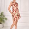 women's pure cotton print night suit (sleeveless top & shorts set) maroon