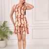 women's pure cotton print night suit (sleeveless top & shorts set) maroon
