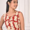 women's pure cotton print night suit (sleeveless top & shorts set) maroon