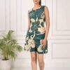 women's pure cotton print night suit (sleeveless top & shorts set) sea green women's pure cotton print night suit (sleeveless top & shorts set) sea green