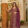 elegant blossom cotton anarkali kurta palazzo dupatta set elegant blossom cotton anarkali kurta palazzo dupatta set