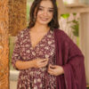 elegant blossom cotton anarkali kurta palazzo dupatta set elegant blossom cotton anarkali kurta palazzo dupatta set