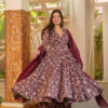 elegant blossom cotton anarkali kurta palazzo dupatta set elegant blossom cotton anarkali kurta palazzo dupatta set