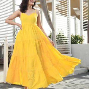 Women Tiered Cotton Sleeveless Maxi Dress