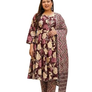 Plus Size Cotton Anarkali Suit Set