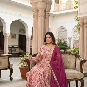 Plus Size Cotton Anarkali Suit Set