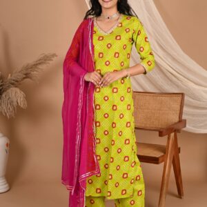 Women Ethnic Motifs Printed Regular Pure Cotton Kurta with Palazzos & With Dupatta